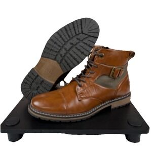 Steve Madden Torint Cap Toe Lace-Up Combat Boots Men's 9 Brown Ortholite Nwob